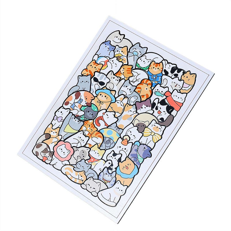 50-Piece Wooden Animal Puzzles,Irregular Wooden Puzzle (Cat/Dinosaur/Bear),Wood Toy Animal Puzzle,Cute Animal Cats Wood Puzzles,Premium Challenging Brain Teaser & Stress Relief Gift - Image 1